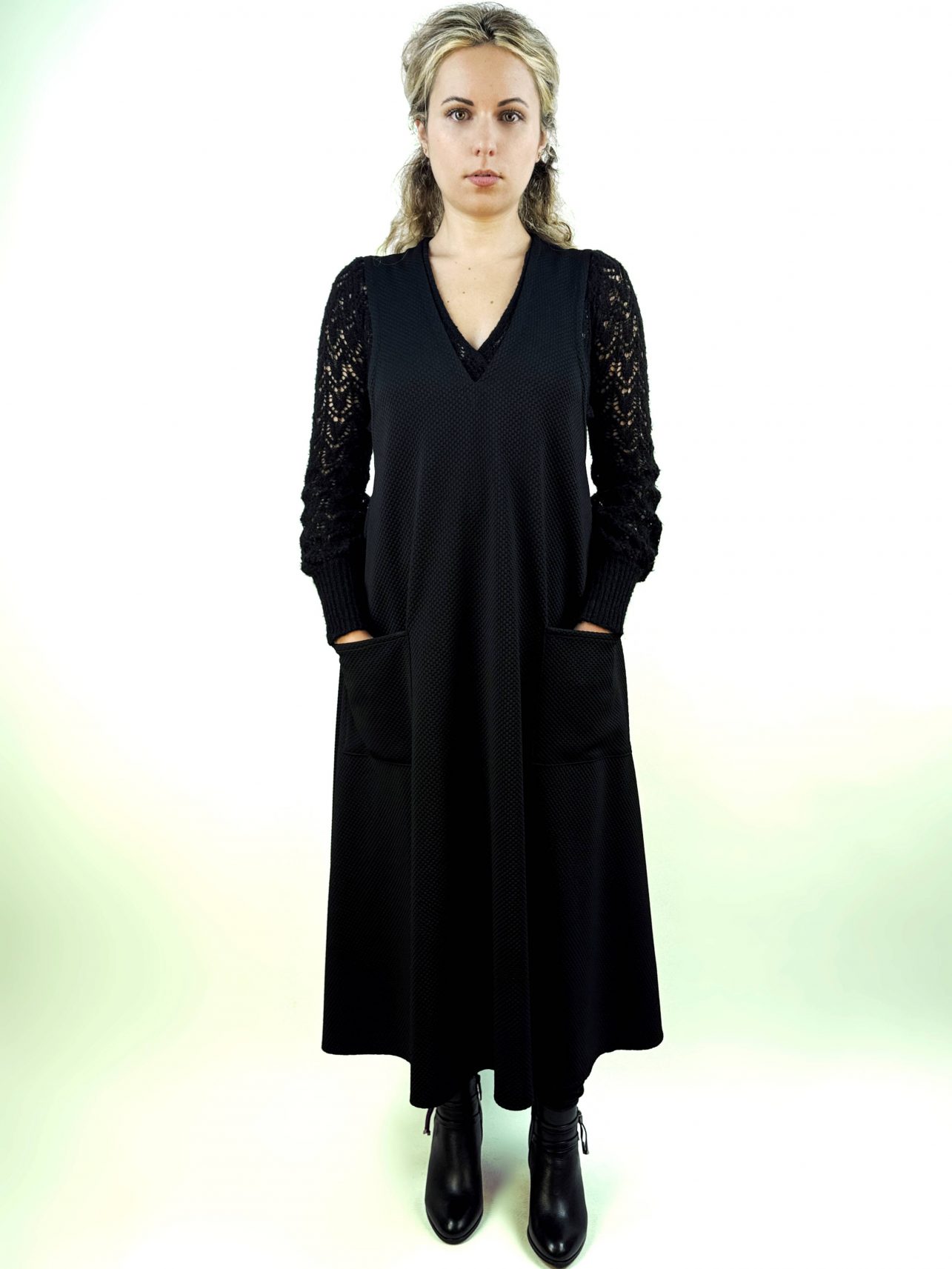 Robe Julia en nid d&rsquo;abeille noir