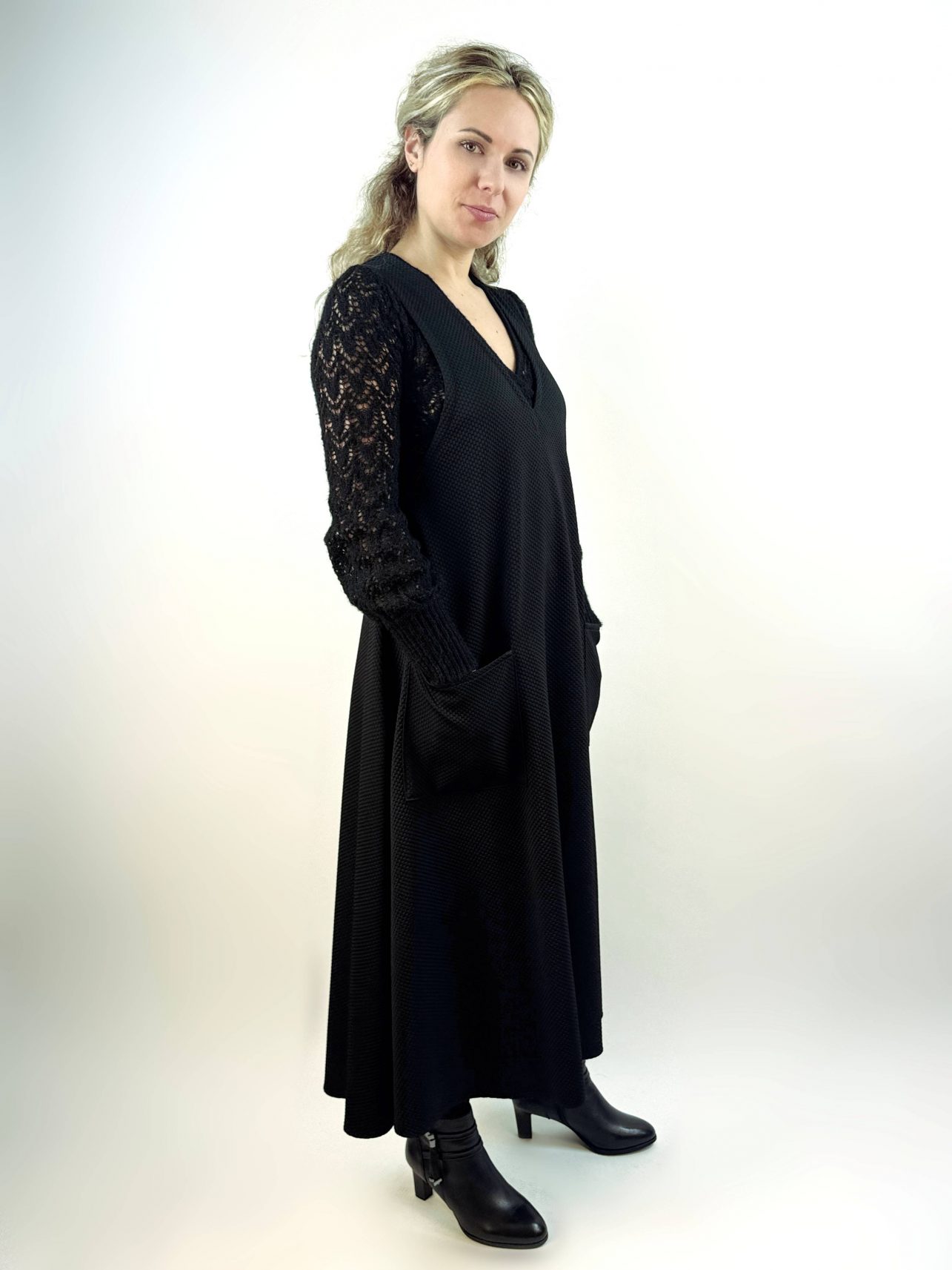 Robe Julia en nid d&rsquo;abeille noir